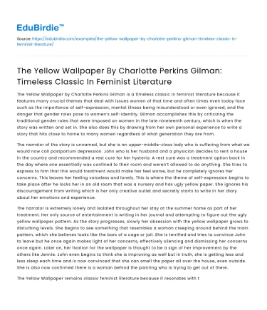 The Yellow Wallpaper: Timeless Feminist Classic