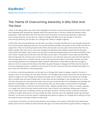 The Theme Of Overcoming Adversity In Billy Elliot And The Door