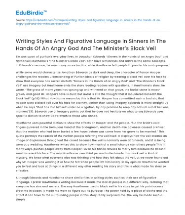 Writing Styles and Language in Edwards and Hawthorne’s Works