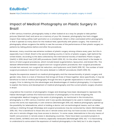 Impact of Medical Photography on Plastic Surgery in Brazil