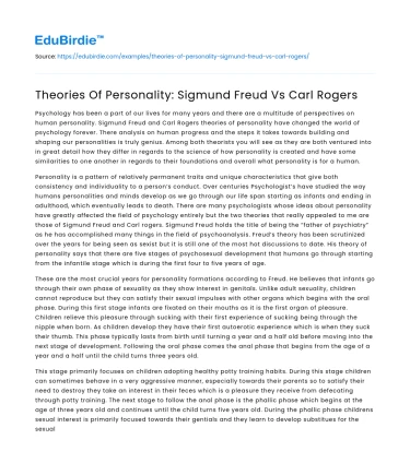 Theories Of Personality: Sigmund Freud Vs Carl Rogers