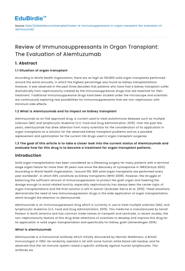 Immunosuppressants in Organ Transplant: Alemtuzumab Review