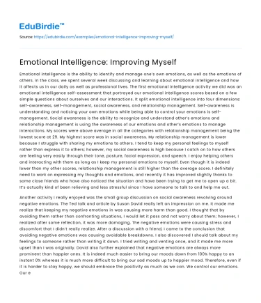 Emotional Intelligence: Improving Myself