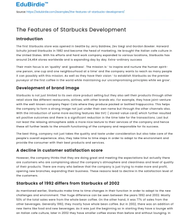 The Features of Starbucks Development