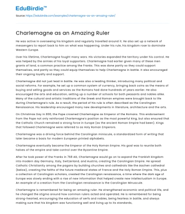 Charlemagne as an Amazing Ruler