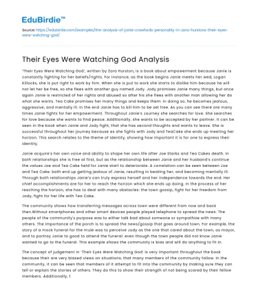 Their Eyes Were Watching God Analysis