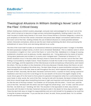 Theological Allusions in ‘Lord of the Flies’
