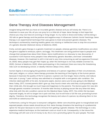 Gene Therapy And Diseases Management