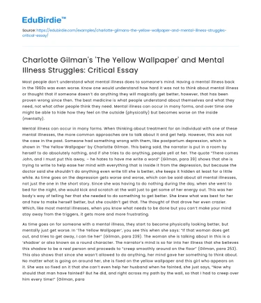 Gilman’s ‘The Yellow Wallpaper’ and Mental Illness