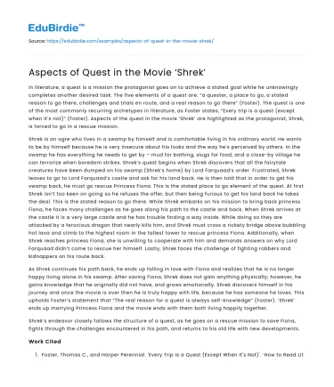 Aspects of Quest in the Movie ‘Shrek’