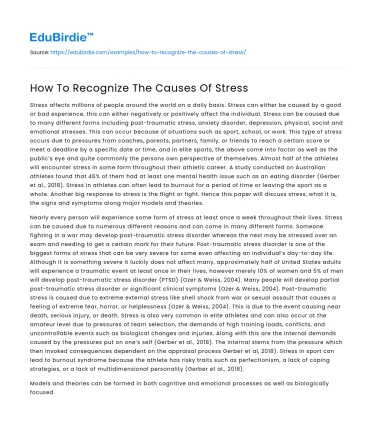 How To Recognize The Causes Of Stress