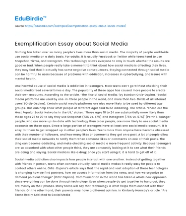 Exemplification Essay about Social Media
