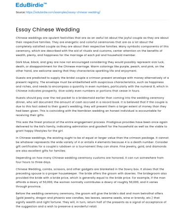 Essay Chinese Wedding