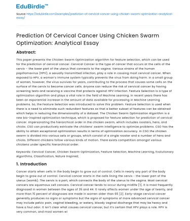 Cervical Cancer Prediction with Chicken Swarm Optimization