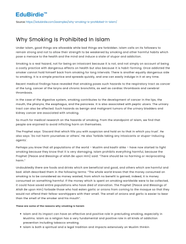 Why Smoking Is Prohibited In Islam