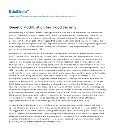 Genetic Modification And Food Security