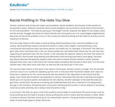 Racial Profiling In The Hate You Give