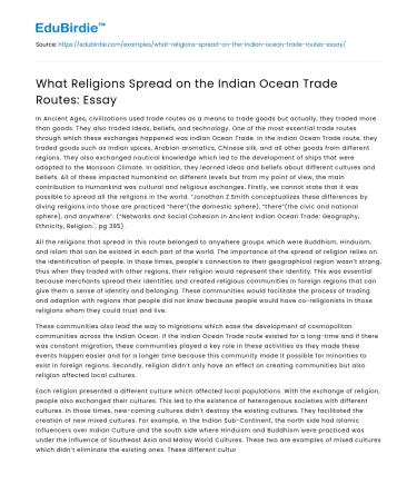 What Religions Spread on the Indian Ocean Trade Routes: Essay