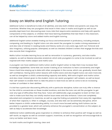 Essay on Maths and English Tutoring