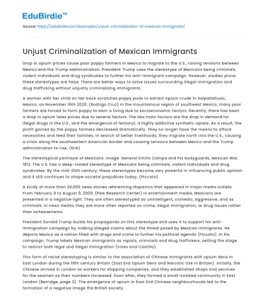 Unjust Criminalization of Mexican Immigrants