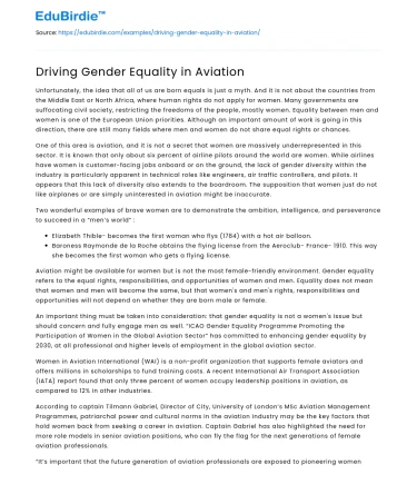 Driving Gender Equality in Aviation