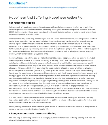 Happiness And Suffering: Happiness Action Plan
