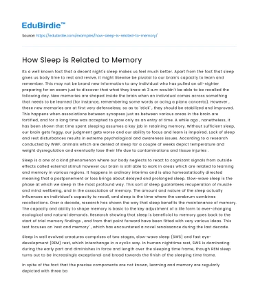 How Sleep is Related to Memory