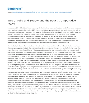 Tale of Tulia and Beauty and the Beast: Comparative Essay