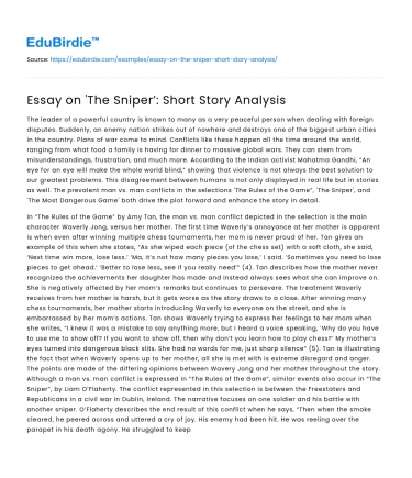 Essay on ‘The Sniper’: Short Story Analysis