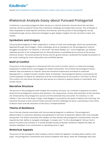 Rhetorical Analysis Essay about Pursued Protagonist