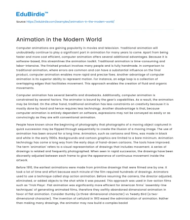Animation in the Modern World