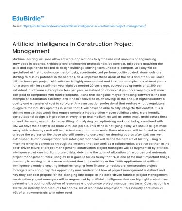 Artificial Intelligence In Construction Project Management