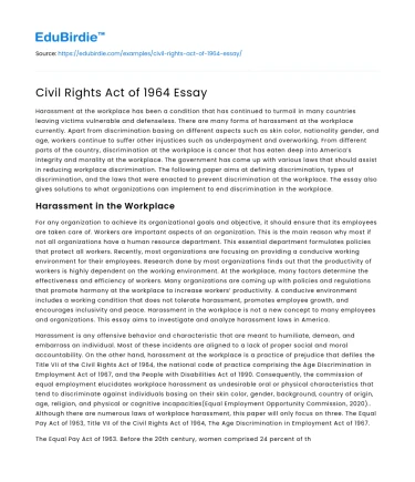 Civil Rights Act of 1964 Essay