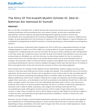 Dr Abd Al-Rahman Al-Sumait: Kuwaiti Muslim Scholar