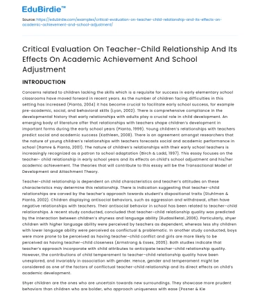 Impact of Teacher-Child Relationship on Academic Achievement