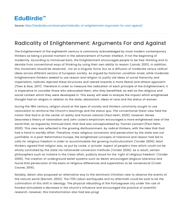 Radicality of Enlightenment: Arguments For and Against