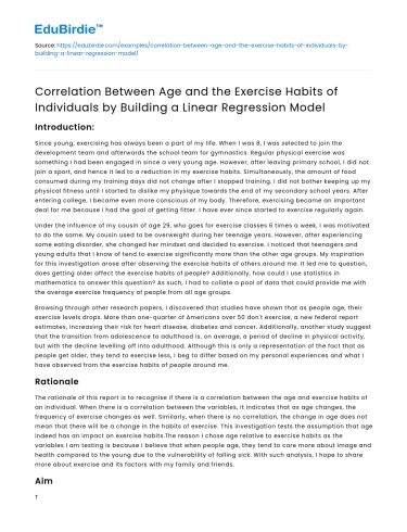 Age and Exercise Habits: Linear Regression Model