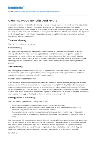 Cloning: Diverse Types, Advantages, and Common Misconceptions