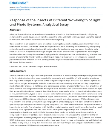 Insect Response to Light Wavelengths
