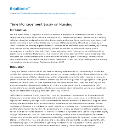 Time Management Essay on Nursing