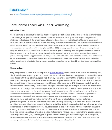 Persuasive Essay on Global Warming