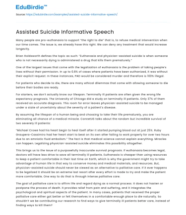 Assisted Suicide Informative Speech