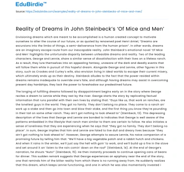 Reality of Dreams in John Steinbeck’s ‘Of Mice and Men’