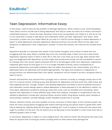 Teen Depression: Causes, Effects, and Solutions