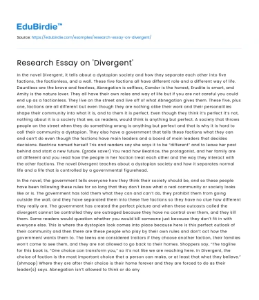 Research Essay on ‘Divergent’