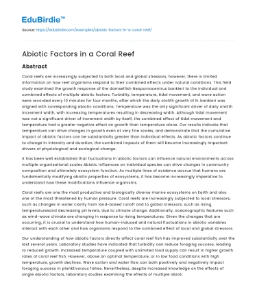 Abiotic Factors in a Coral Reef