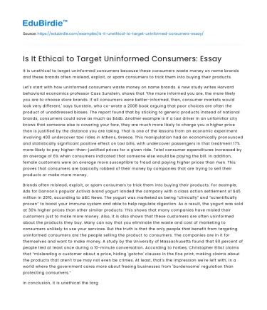 The Ethics of Targeting Uninformed Consumers