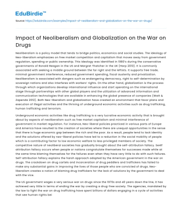 Impact of Neoliberalism and Globalization on the War on Drugs