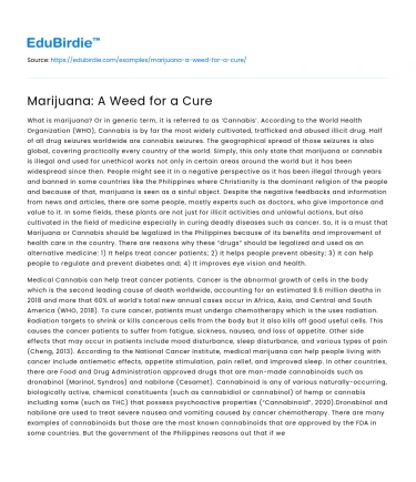 Marijuana: A Weed for a Cure