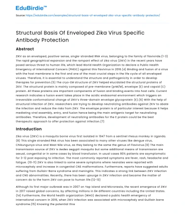 Structural Basis Of Enveloped Zika Virus Specific Antibody Protection